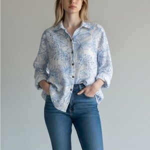 Ocean Drive Oversized Floral Blue Women's Blouse